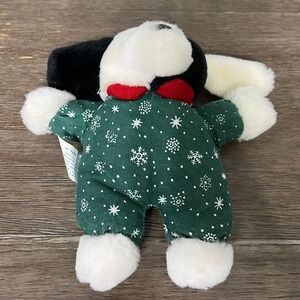 Vintage Dandee International Plush Dog‎ Toy Green Holiday Snowflake Pajamas